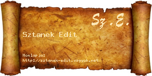 Sztanek Edit névjegykártya